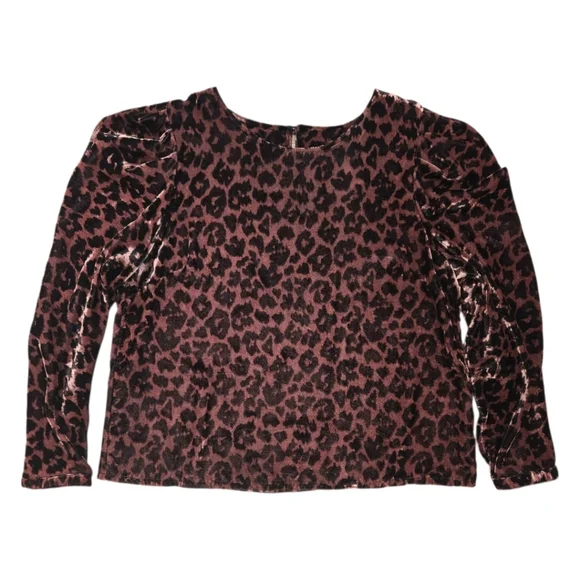 Anthropologie Dolan Charley Leopard Print Velvet Top Petite Large - Picture 7 of 16